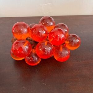 Vintage Cluster of Red/Orange Glass/lucite? Grapes